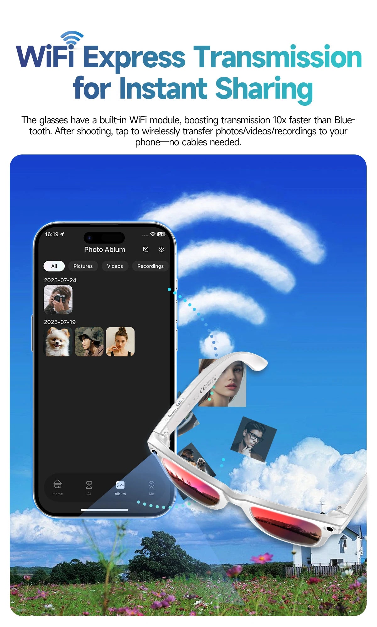 AI smart glasses with 8M Camera Video Recording 100+ Languages Translation Sunglasses Bluetooth Call Music Play Men Women 2025