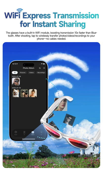 AI smart glasses with 8M Camera Video Recording 100+ Languages Translation Sunglasses Bluetooth Call Music Play Men Women 2025