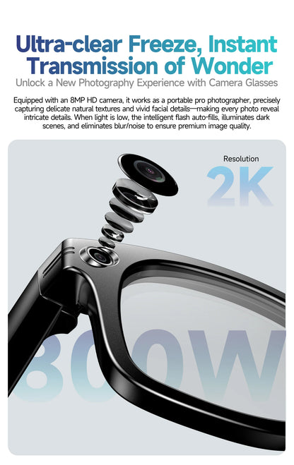 AI smart glasses with 8M Camera Video Recording 100+ Languages Translation Sunglasses Bluetooth Call Music Play Men Women 2025