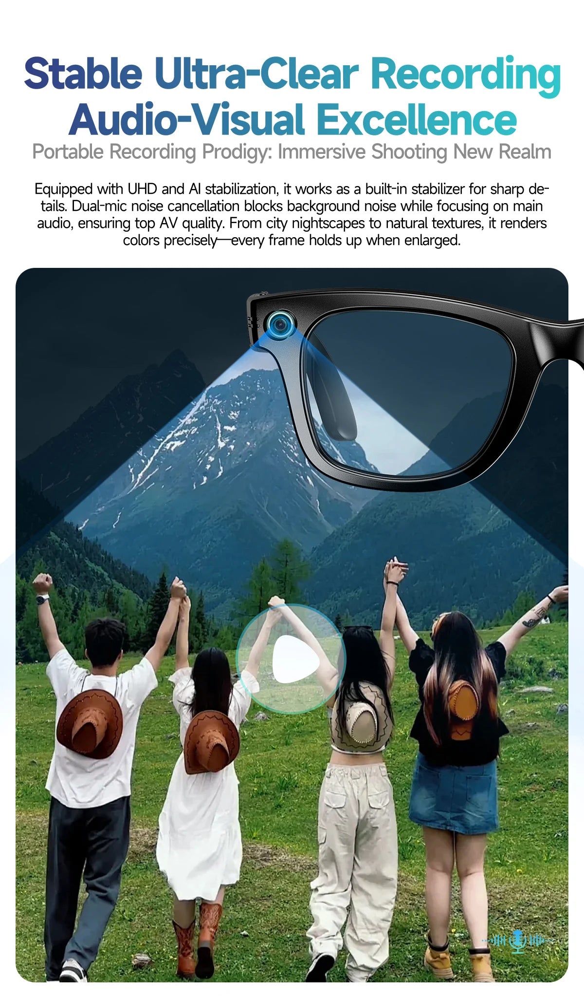 AI smart glasses with 8M Camera Video Recording 100+ Languages Translation Sunglasses Bluetooth Call Music Play Men Women 2025