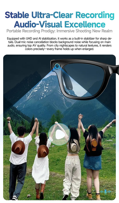 AI smart glasses with 8M Camera Video Recording 100+ Languages Translation Sunglasses Bluetooth Call Music Play Men Women 2025